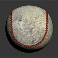 Worn White Baseball With Red Stitching As Essential Sports Equipment For Games