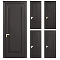 Black Hinged Doors With Golden Handles And Various Panel Designs For Home Interiors