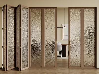 Quiet ancient glass door glass folding door 3d model