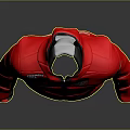 Fashionable Red Hooded Jacket With Zipper Closure Chest Patch And Black Accents