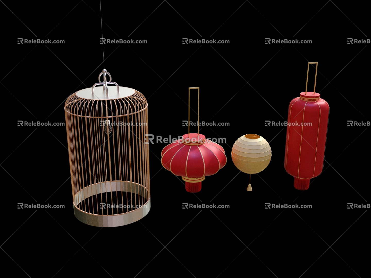 red lantern birdcage 3d model