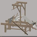 Traditional Wooden Industrial Loom Machine With Mechanical Structure Components 3d model