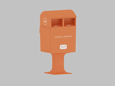 Orange India Post Mailbox With Envelope Icon For Daily Residential Use 3d model