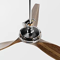 Modern Air Conditioner Fan Design With Wooden Blades And Metal Base Connection Structure