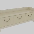 Elegant Cream White Chest of Drawers with Three Gold Handles and Diamond Pattern Texture