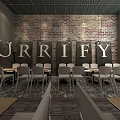 Currify Restaurant Exterior Design With Brick Wall Grille Entrance Green Counter And Tables