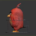 Red Angry Bird Figurine With Angry Expression And Orange Belly On Metal Stand Gray Base
