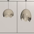 Modern Egg Shaped Chandelier with Cracked Texture and Beige Finish for Interior Lighting