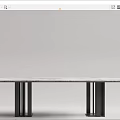 Modern Sleek Dining Table With White Marble Tabletop And Black Metal Legs 3d model