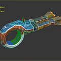 Sci Fi Mechanical Device With Circular Structure Blue Red White Thrusters And Futuristic Design 3d model
