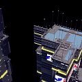 Futuristic Architecture Design Featuring Tall Skyscrapers With Neon Lighting And Digital Screens