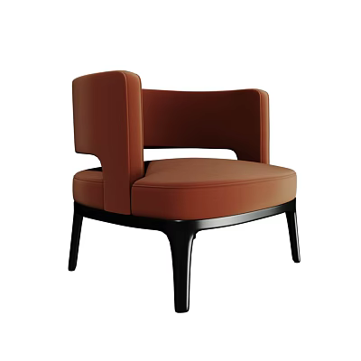 Modern Orange Upholstered Accent Chair With Black Slim Legs And Contemporary Design 3d model