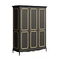 Elegant Black Wardrobe With Golden Lines And Multiple Doors On Legs