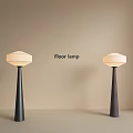 Two Modern Floor Lamps With Black Base And Light Shade For Interior Decor 3d model