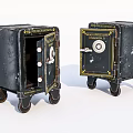 Vintage National Safe Deposit Commercial Safes With Wheels And Open Door Design
