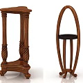 Stylish Wooden Side Tables with Carved Details Arched Frame and Black Top