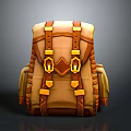 Stylish Leather Backpack With Brown And Yellow Design Metal Buckles And Multiple Utility Pockets