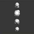 White Polygonal Clouds In Various Shapes With Reflections On Dark Background