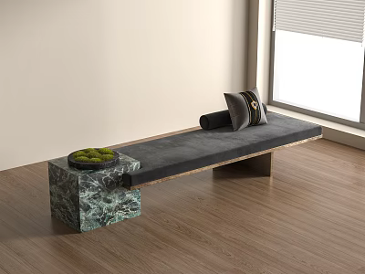 New Chinese Zen Style Other Stool Sofa Imperial Concubine Bed Stone Fabric Stitching 3d model