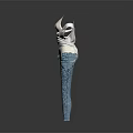 White Camisole With Wrinkled Design And Blue Jeans On Mannequin