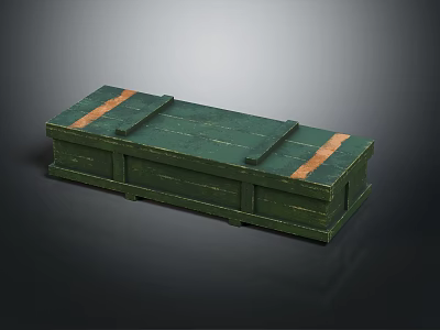 Green Vintage Wooden Box With Decorative Stripes And Smooth Surface Design 3d model