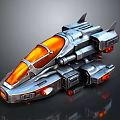 Futuristic Spacecraft With Silver Body And Orange Cockpit For Sci Fi Exploration