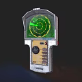 Retro Radar Scanner With Green Circular Screen Metallic Casing And Control Knobs