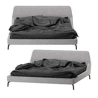 Modern Simple Double Bed Double Bed Simple Bedroom Bed Pillow 3d model