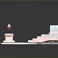Ancient Temple Structure With Glowing Red Elements Stone Steps Symbolic Crystal And Carved Platform