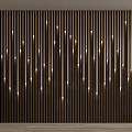 Brown Vertical Slat Feature Wall With Embedded Warm Lighting Decorative Design