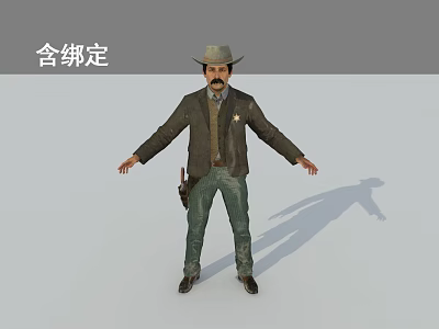 Man In Cowboy Hat And Western Outfit With Gun Holster And Open Arms 3d model