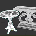 Classical Wooden Furniture Including Round Mosaic Table And Rectangular Carved Leg Table With Decorative Accents