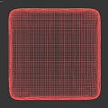 Beige Upholstered Ottoman with Geometric Pattern Base and Modern Design