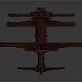 Industrial Metal Gear Mechanism With Multiple Spoked Wheels And Support Structure