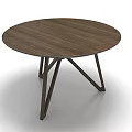 Round Wooden Table With Smooth Top And Geometric Metal Legs In Modern Design