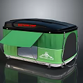 Green Black Camping Tent with Northen Camp Logo Green Awning and Silver Base Support Structure
