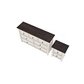 White Chest of Drawers Set with Dark Tabletop and Multiple Drawer Sizes