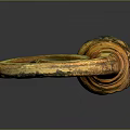 Ancient Golden Spiral Weapon With Ornate Design And Intricate Carvings