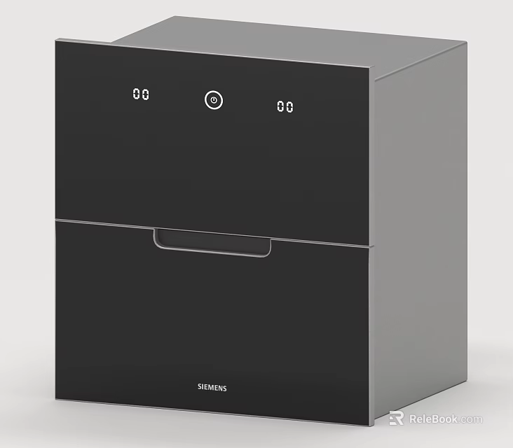 Black SAVORLON Kitchen Appliance With Drawer Design Digital Display And Round Button 3d model 