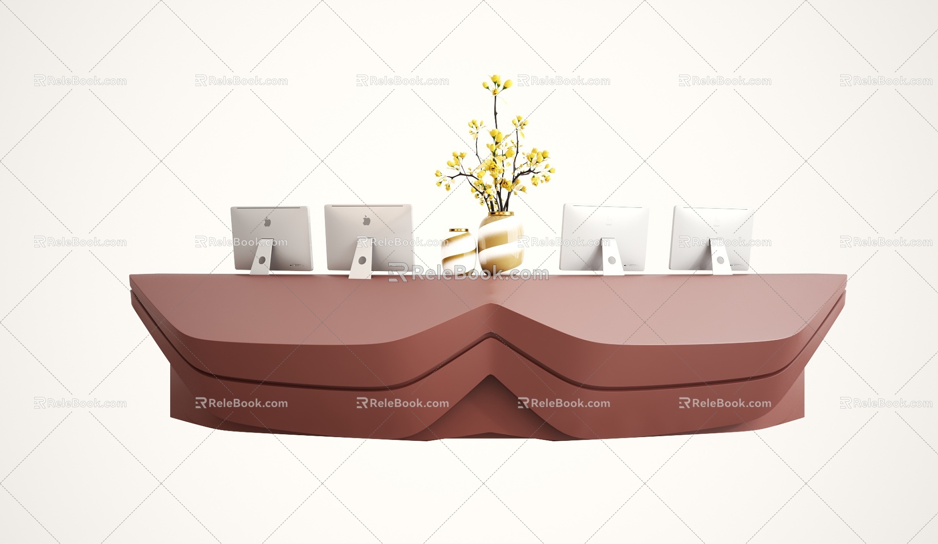 Modern reception desk front desk 3d model