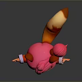 Cute 3D Squirrel Character With Pink Hair Ponytail Red Outfit Blue Emblem And Open Arms