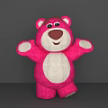 Pink Stuffed Bear Art Installation With Open Arms On Pink Background 3d model