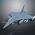 Detailed Gray Military Aircraft Model With Missiles On Dark Background