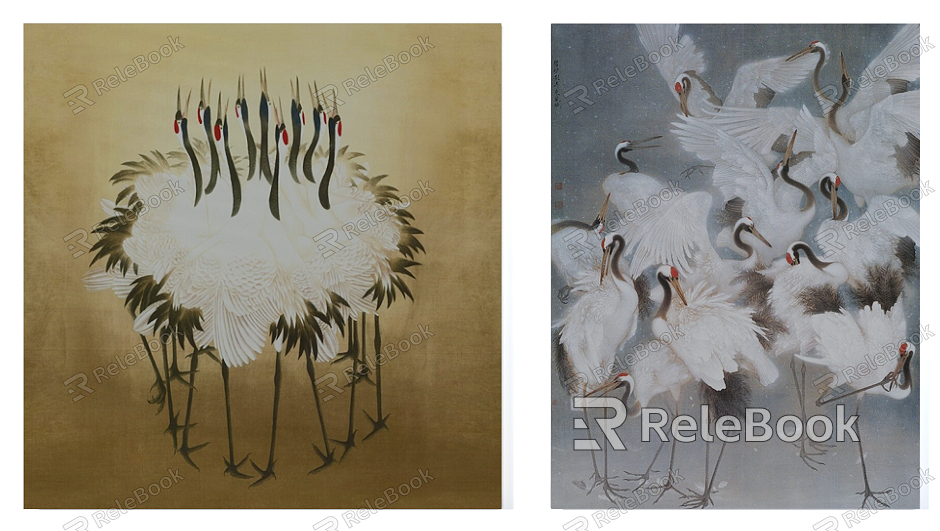 New Chinese Animal Painting Crane Dancing Mood Hanging Picture Combination model