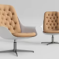 Beige Tufted Office Chair With Modern Design And Metal Swivel Base