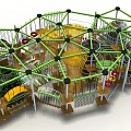 Indoor Playground Equipment With Multi Level Climbing Nets And Wooden Structures 3d model