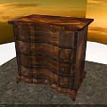 Vintage Wooden Chest of Drawers With Curved Legs And Carved Details