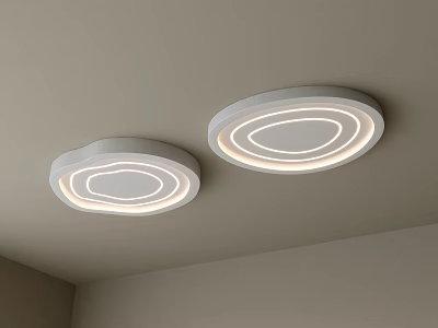 Modern Round Ceiling Lights With Circular LED Rings White Interior Fixture 3d model