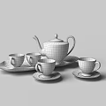 White Porcelain Tea Set with Teapot Cups Saucers and Serving Tray