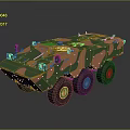 Military Armored Vehicle With Camouflage Pattern 6x6 Wheel Design And Roof Mounted Gear